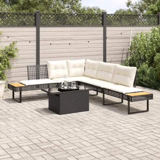 vidaXL 2-delige Loungeset met kussens poly rattan en glas zwart, foto 2