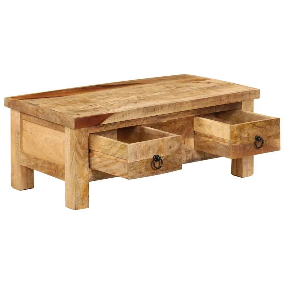 vidaXL Salontafel 90x45x35 cm massief mangohout bruin, foto 4