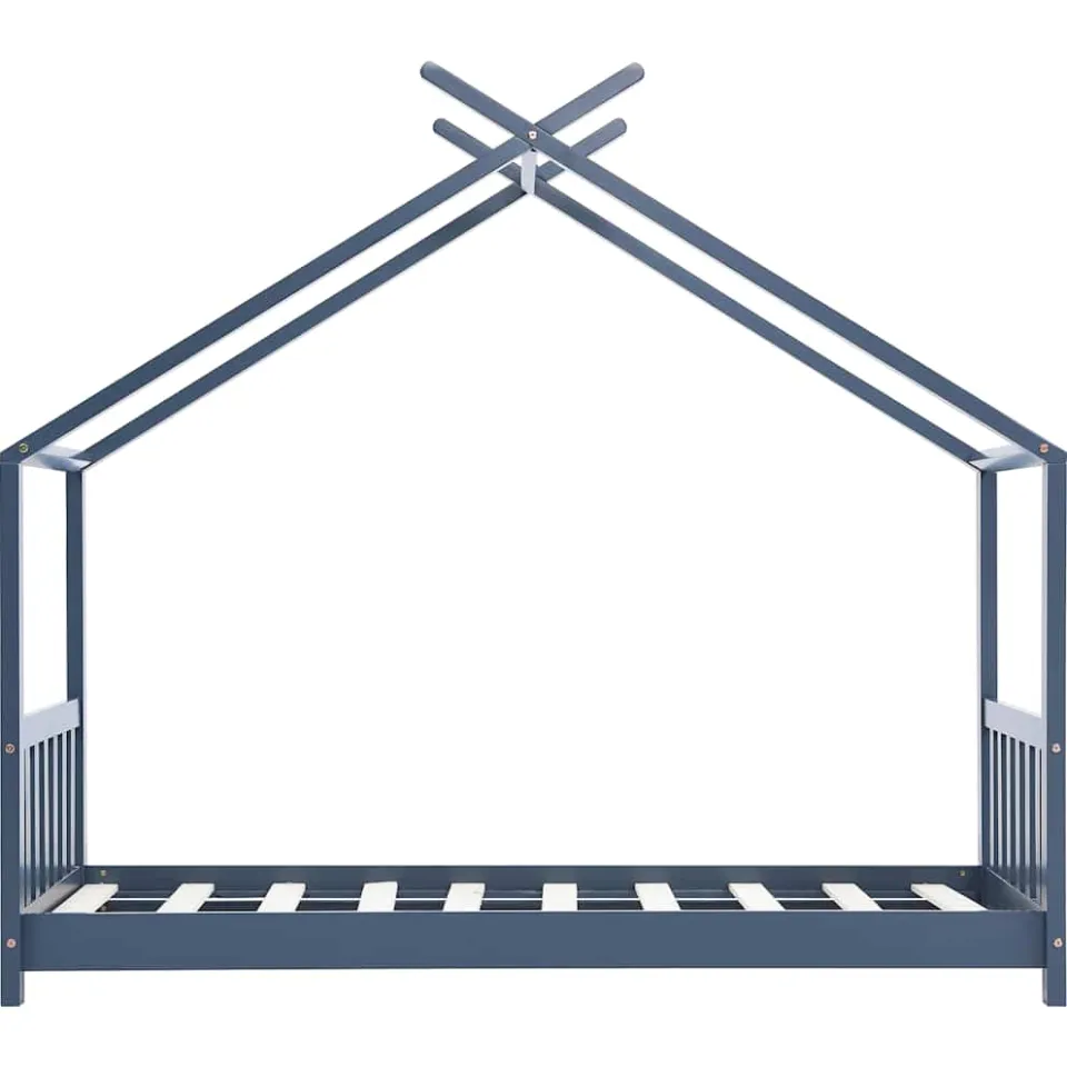 vidaXL Kinderbedframe massief grenenhout grijs 80x160 cm, foto 4