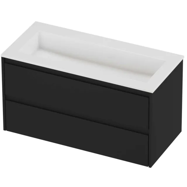 Proline Aristo Badmeubelset Polystone Elegant 100x46x54 cm Glans Wit Mat Zwart