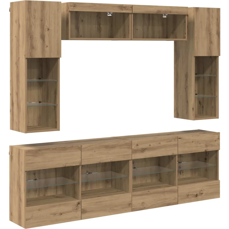 vidaXL TV-wandkastenset 6 st 197 x 30 x 60,5 cm Artisan Eik bruin, foto 3