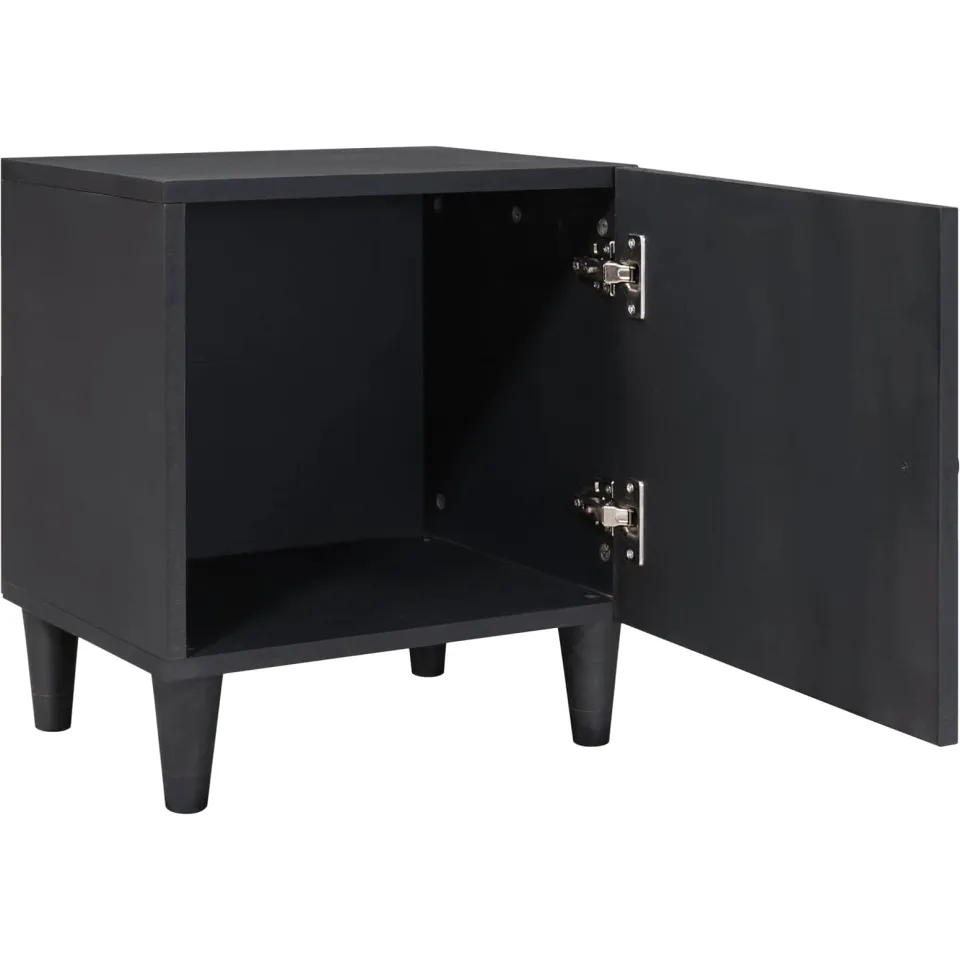 vidaXL Nachtkastje met Deur Zwart 40 x 33 x 46 cm Massief Mango Hout, foto 2