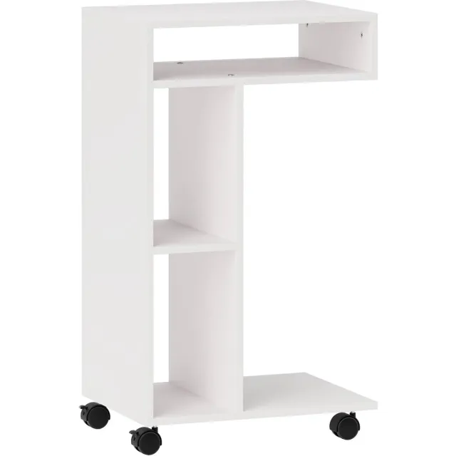 Merax Bijzettafel Met Wieltjes - C-Model - 4 Planken - Wit - 40 X 30 X 69 Cm