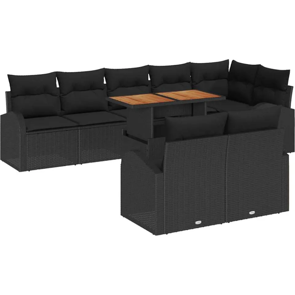 vidaXL Tuin Sofa Set 9 st Zwart Poly riet