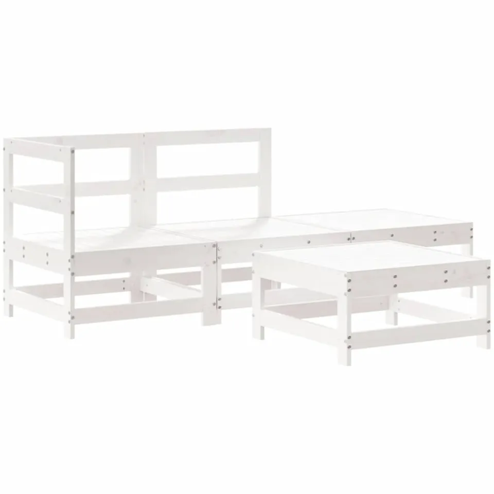 vidaXL 4-delige Loungeset massief grenenhout wit, foto 3