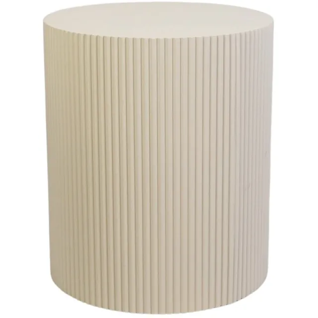 Housevitamin Bijzettafel Rond – Geribbelde Cilinder – MDF – Zand– 39x45cm