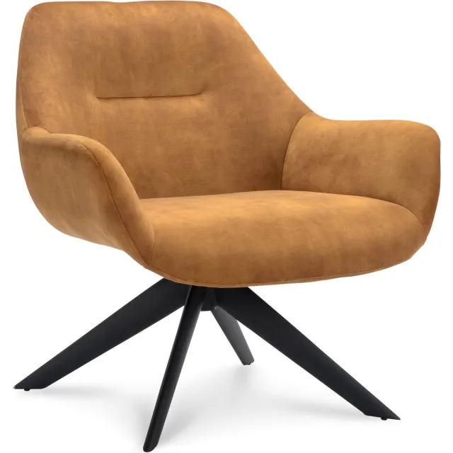 Icon Living Fauteuil Vico - Velours Adore Cognac - Poot Zwart