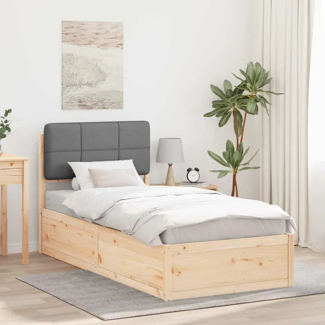 vidaXL Bedframe met Gevoerd Hoofdgedeelte Lichtgrijs 90 x 200 cm