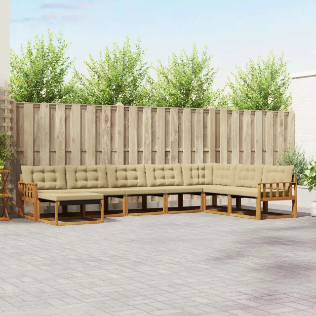 vidaXL Buiten bankenset 8 st 8-zits Natuurlijk en Beige