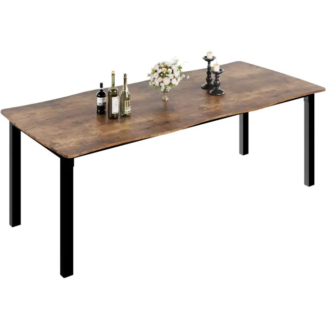 Triumpunpre Eettafel 180x90cm - Industriële Eettafel met MDF Blad en Metalen Onderstel, Vintage Stijl Eetkamertafel voor 6-8 Personen, Retro Bruin retro-kleur