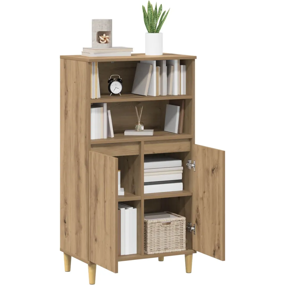 vidaXL Hoge kast Artisanaal eiken 60 x 36 x 110 cm Bewerkt hout Bruin