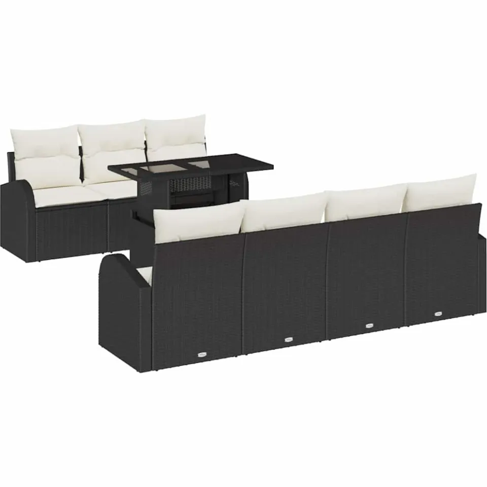 vidaXL Tuin Sofa Set 8 st Zwart Poly riet