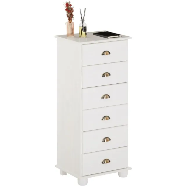 IDIMEX Ladekast COLMAR, massief grenen, wit, met 6 lades