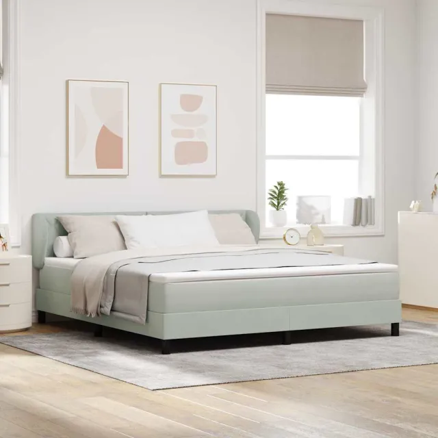 vidaXL Boxspringbed met hoofdeinde Lichtgrijs 180 x 200 cm Fluweel