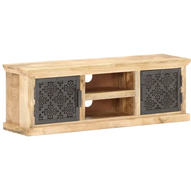 vidaXL Tv-meubel met stalen deuren 120x30x40 cm massief mangohout Zwart