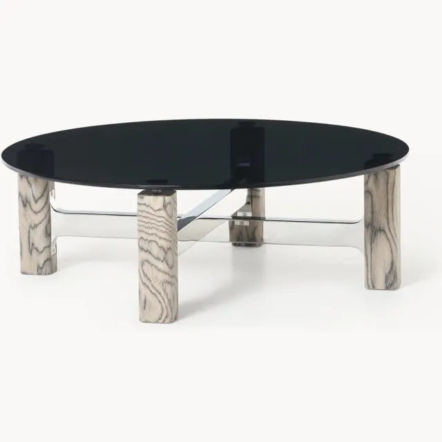 Westwing Collection Salontafel Sam met glazen blad Transparant, Zwart, Zilverkleurig