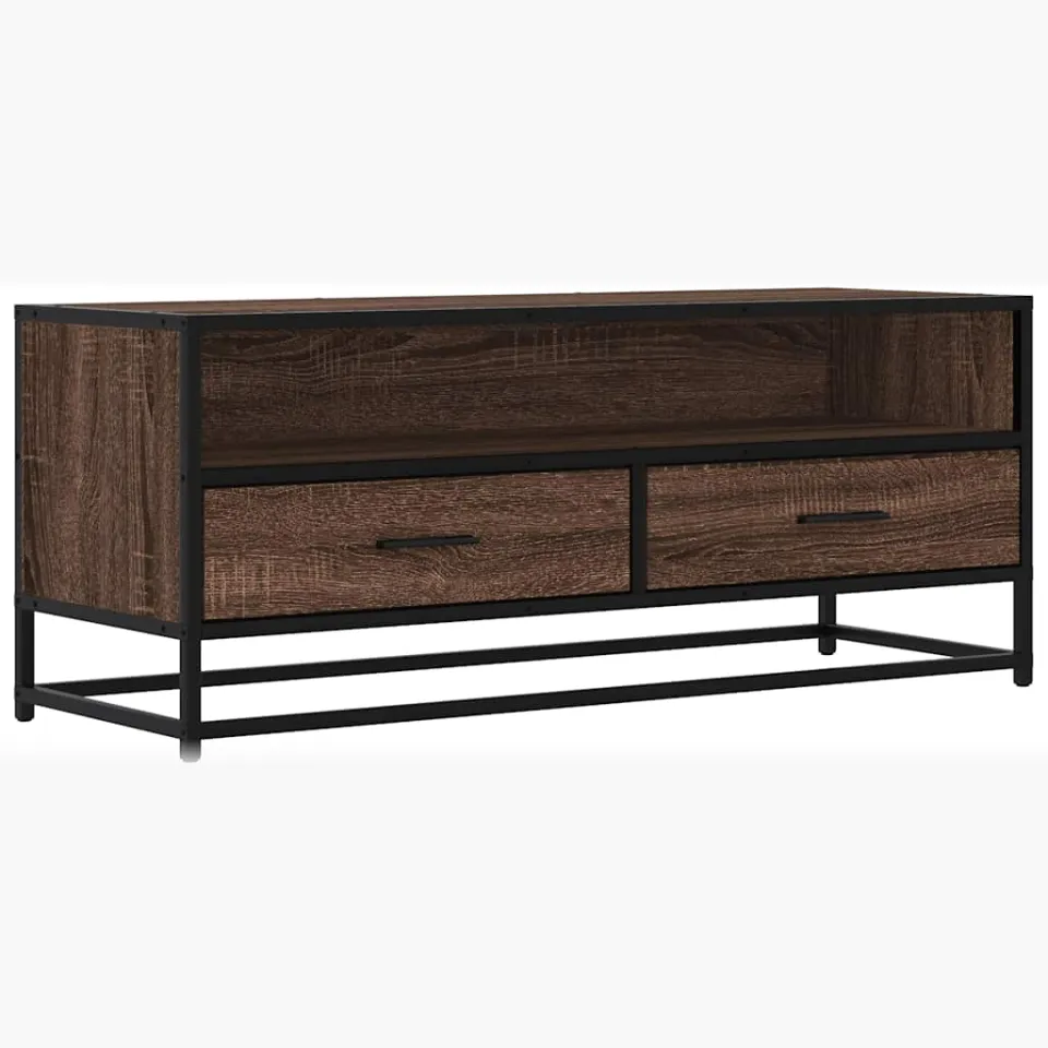 vidaXL Tv-meubel 100x34,5x40 cm bewerkt hout metaal bruin eikenkleur
