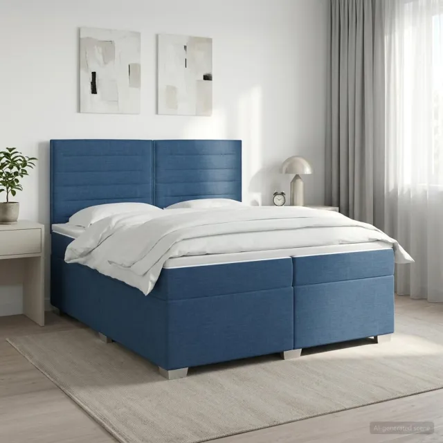 vidaXL Boxspringbed met matras met hoofdeinde Blauw 200 x 200 cm Stof