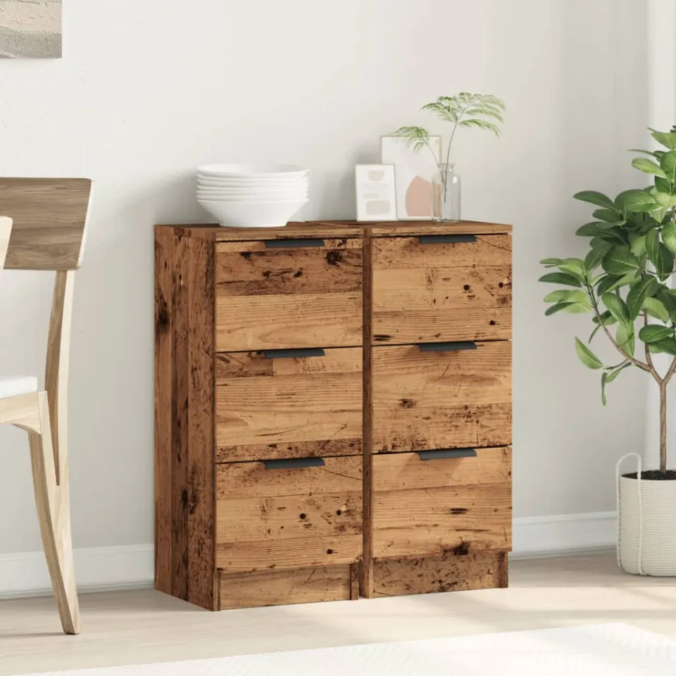 vidaXL Dressoirs 2 st 30x30x70 cm bewerkt hout oud houtkleurig bruin, foto 4