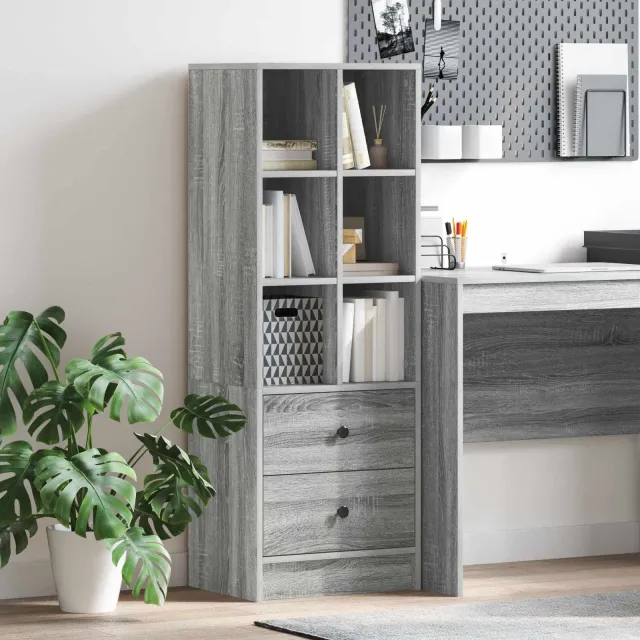 vidaXL Hoge kast met lade Grijs Sonoma 45,5 x 34 x 127 cm, foto 2