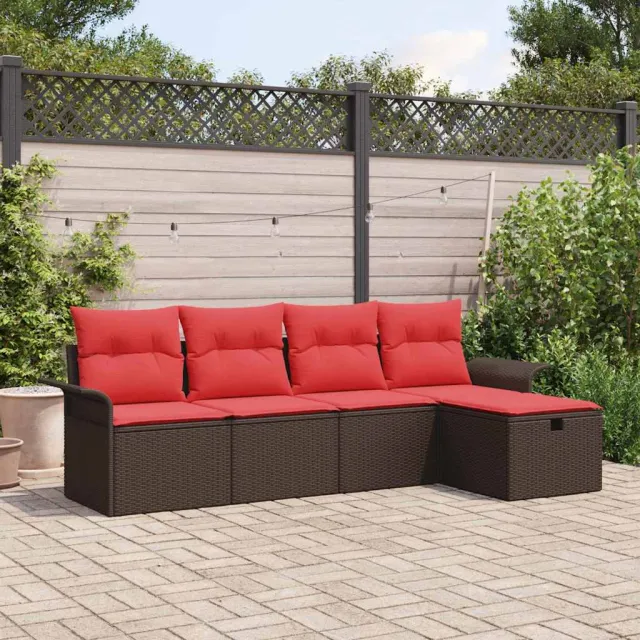 vidaXL Tuin Sofa Set 5 st Poly riet Lichtgrijs