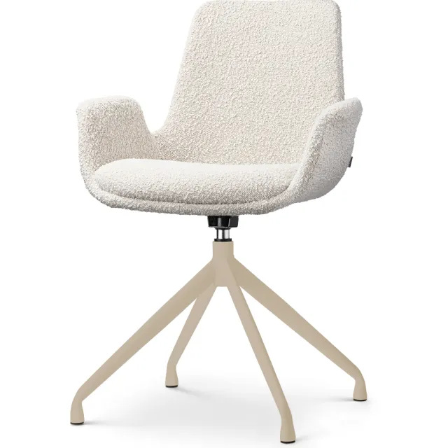 Nolon Nola-Eef draaibare eetkamerstoel bouclé beige - beige onderstel