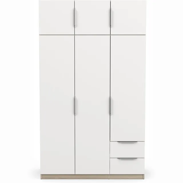 CaliCosy Kledingkast Spectre 120cm 6 deuren & 2 lades - mat wit/eik Wit|Bruin