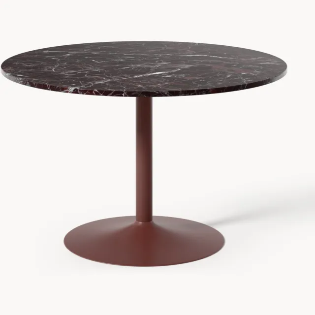 Westwing Collection Ronde eettafel Miley met marmeren blad, in verschillende formaten Wijnrood