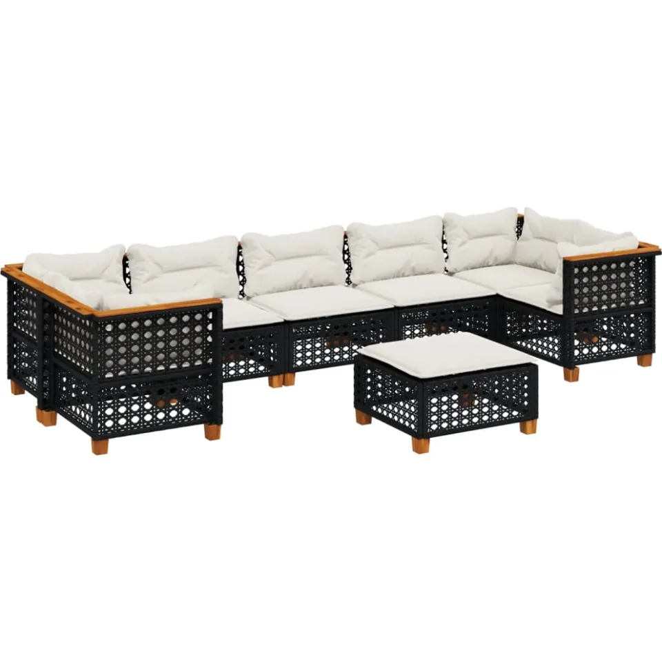 vidaXL 8-delige Loungeset met kussens poly rattan zwart, foto 4