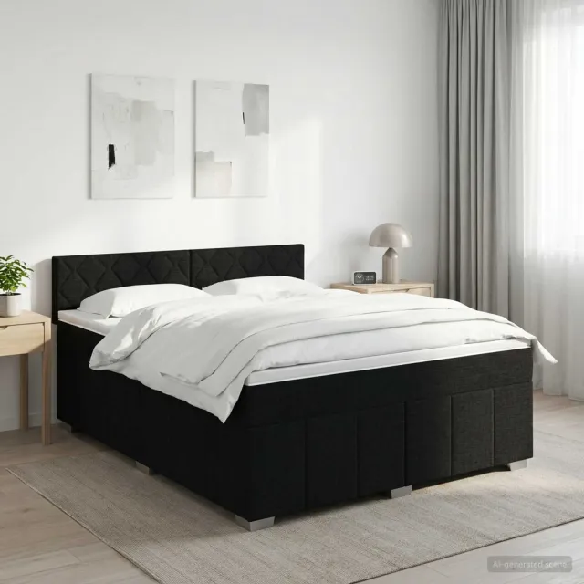 vidaXL Boxspringbed met matras met hoofdeinde Zwart 140 x 190 cm Stof