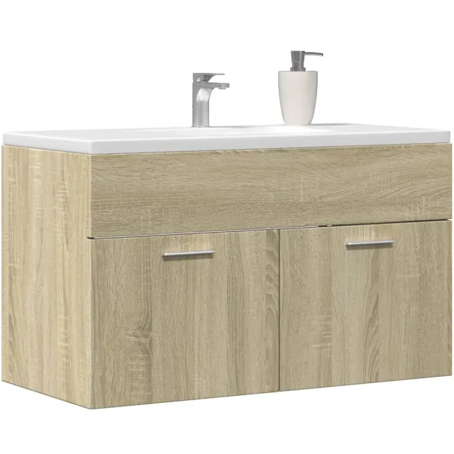 vidaXL Wastafelkast 90x38,5x46 cm bewerkt hout sonoma eikenkleurig Bruin