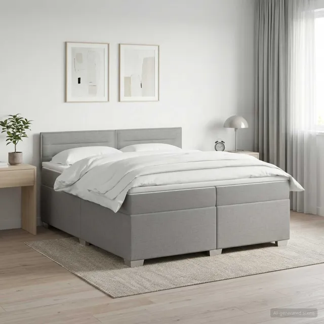 vidaXL Boxspringbed met matras Lichtgrijs 200 x 200 cm Stof