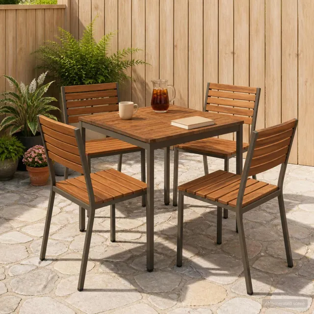 vidaXL Tuindiner tafel NAARDEN Natuurlijk en Koffie 70 x 68,5 x 75 cm Bruin