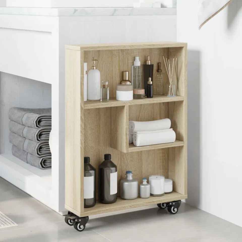 vidaXL Smalle Opbergtrolley Sonoma Eiken 48x13x68 cm Bewerkt Hout, foto 2