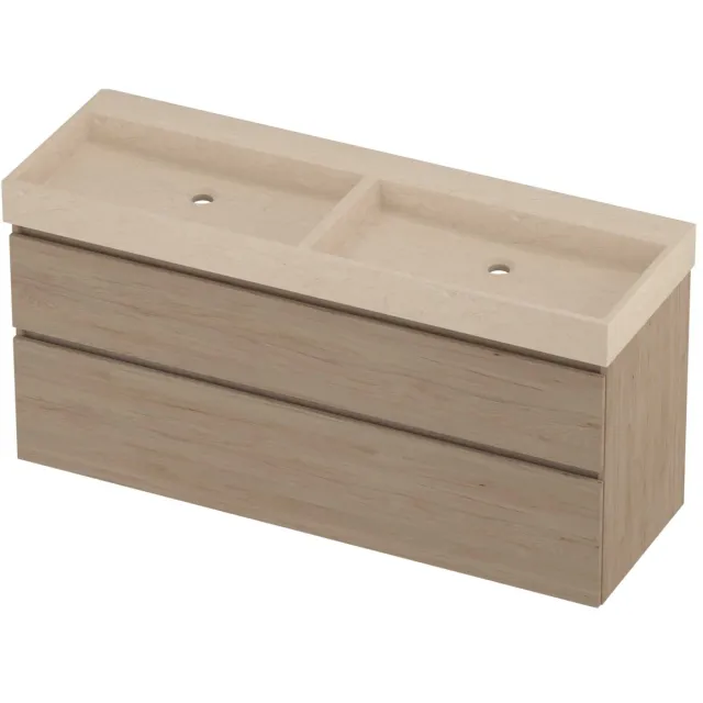 Proline Evoli Badmeubelset Hardsteen Loft 140x46x70 cm Sand Stone Ideal Oak Eiken