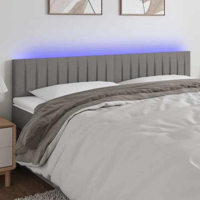 vidaXL Hoofdbord LED 200x5x78/88 cm stof donkergrijs grijs