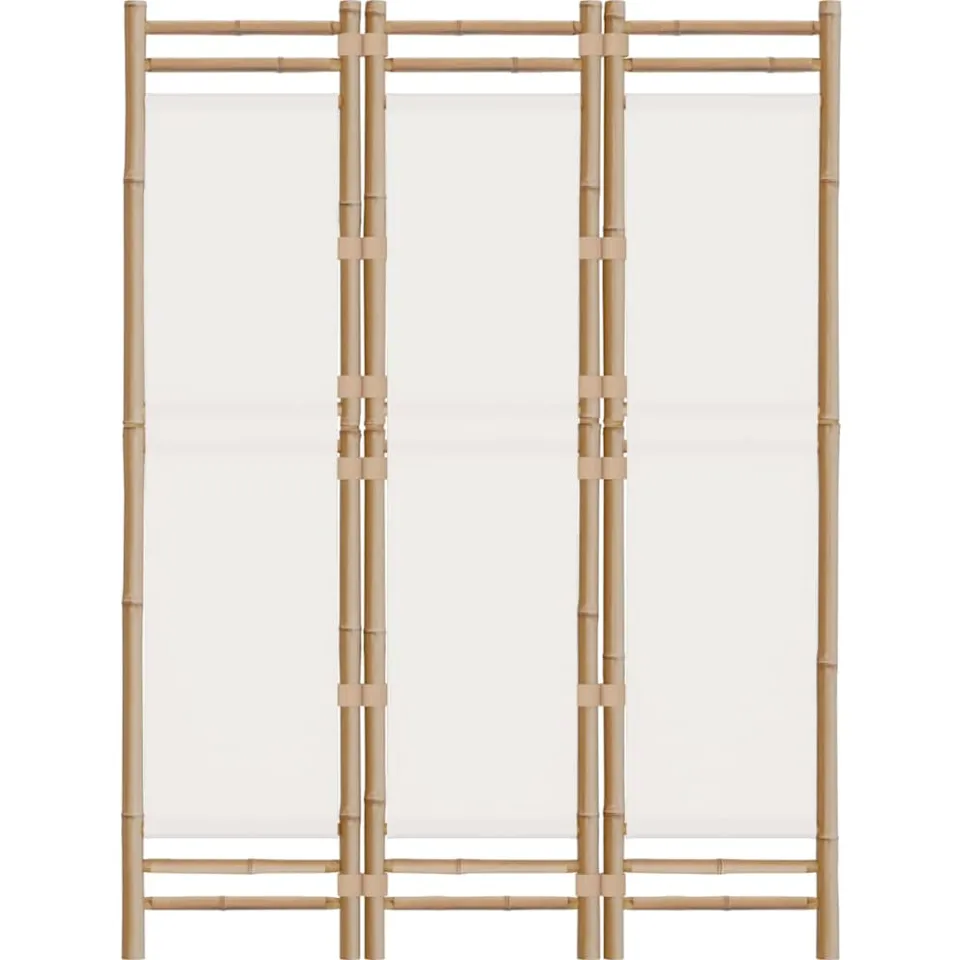 vidaXL Kamerscherm 3-panelen inklapbaar 120 cm bamboe en canvas crème, foto 4