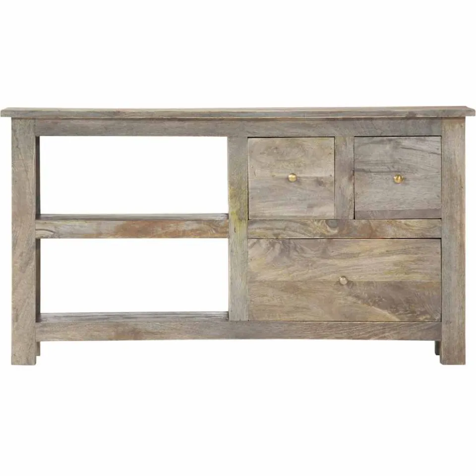 vidaXL Tv-meubel 100x30x55 cm massief mangohout grijs, foto 3