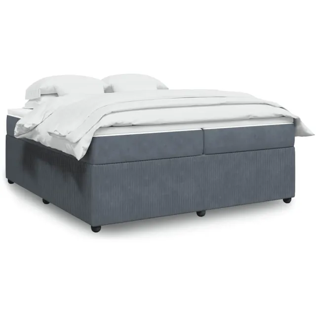 vidaXL Boxspring met matras fluweel donkergrijs 200x200 cm grijs