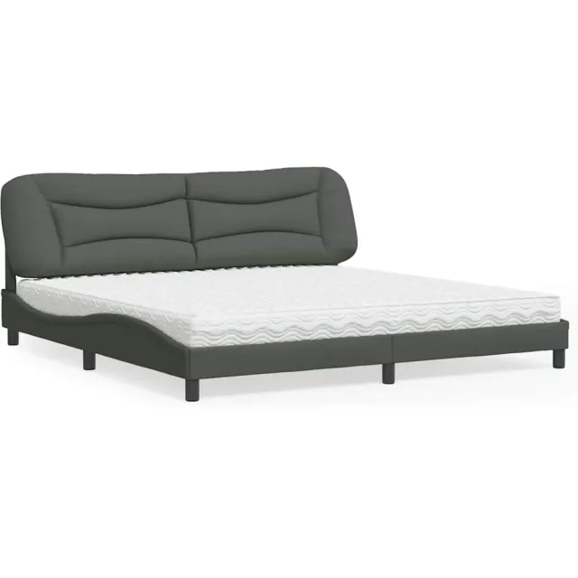 vidaXL Bed met matras "Hvar" stof donkergrijs 200x200 cm