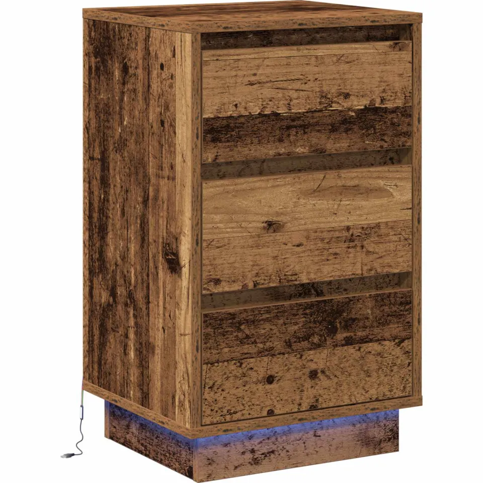 vidaXL Nachtkastje Oudhout 39 x 34,5 x 65 cm Bewerkt hout bruin, foto 3