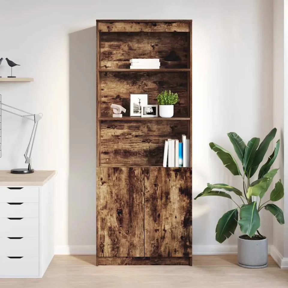 vidaXL Hoge kast 70x35x180 cm bewerkt hout gerookt eikenkleurig, foto 3