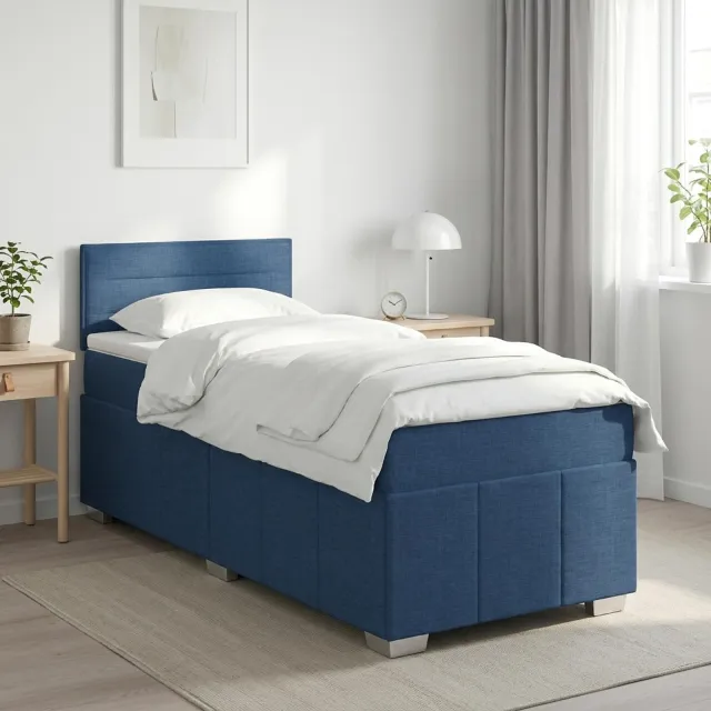 vidaXL Boxspringbed met matras met hoofdeinde Blauw 100 x 200 cm Stof