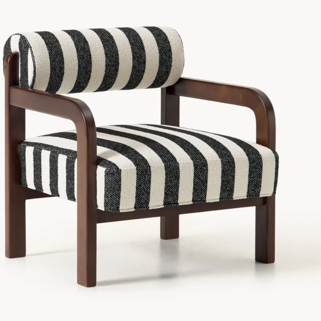 Westwing Collection Loungefauteuil Raymond van essenhout met bouclé bekleding Wit, Zwart