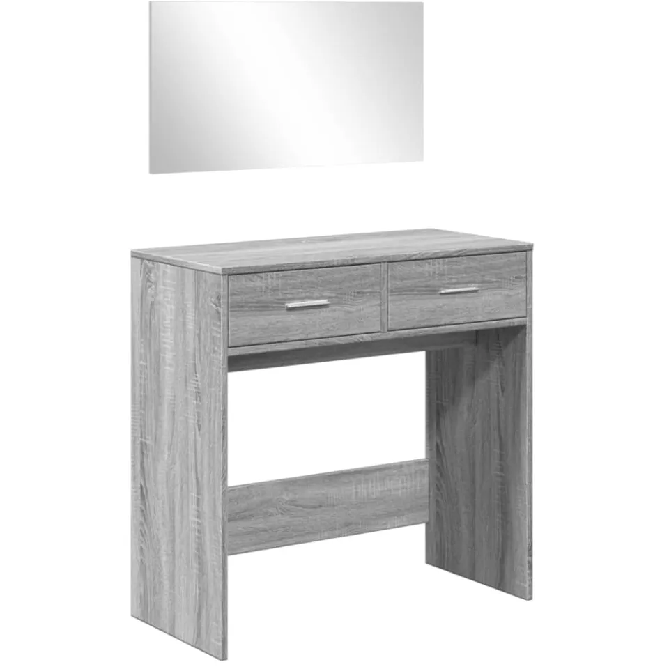 vidaXL Kaptafel met spiegel 80x39x80 cm grijs sonoma eikenkleurig