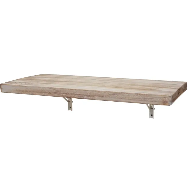 Cosmo Casa Opklapbare Wandtafel - Massief Hout, Opvouwbaar Wandrek/Bureau - 100x50cm, Natuurkleur Bruin