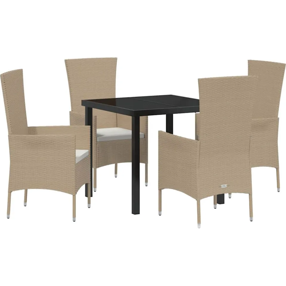 vidaXL Tuin eettafelset 5 st Beige poly rattan