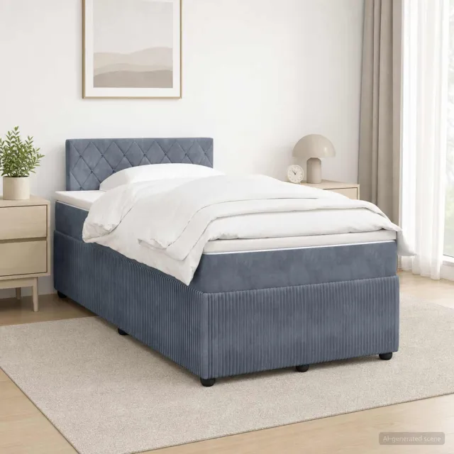 vidaXL Boxspringbed met matras Donkergrijs 120 x 200 cm Fluweel