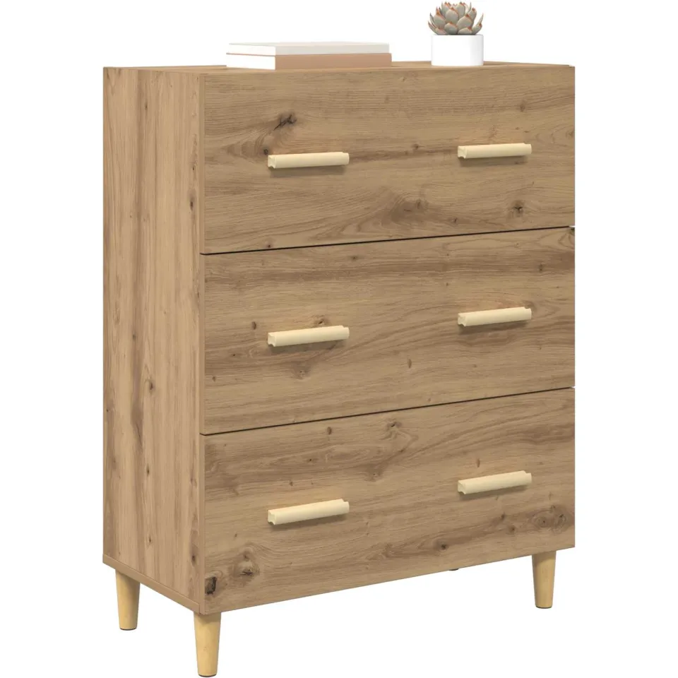 vidaXL Dressoir Artisan Eiken 69,5 x 34 x 90 cm Bewerkt hout Bruin