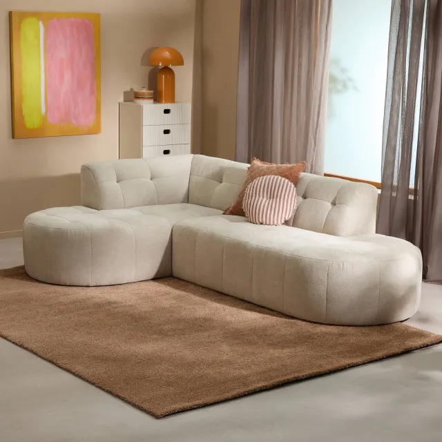 NOUS Living hoekbank met ronde hoek Aura - beige, foto 2